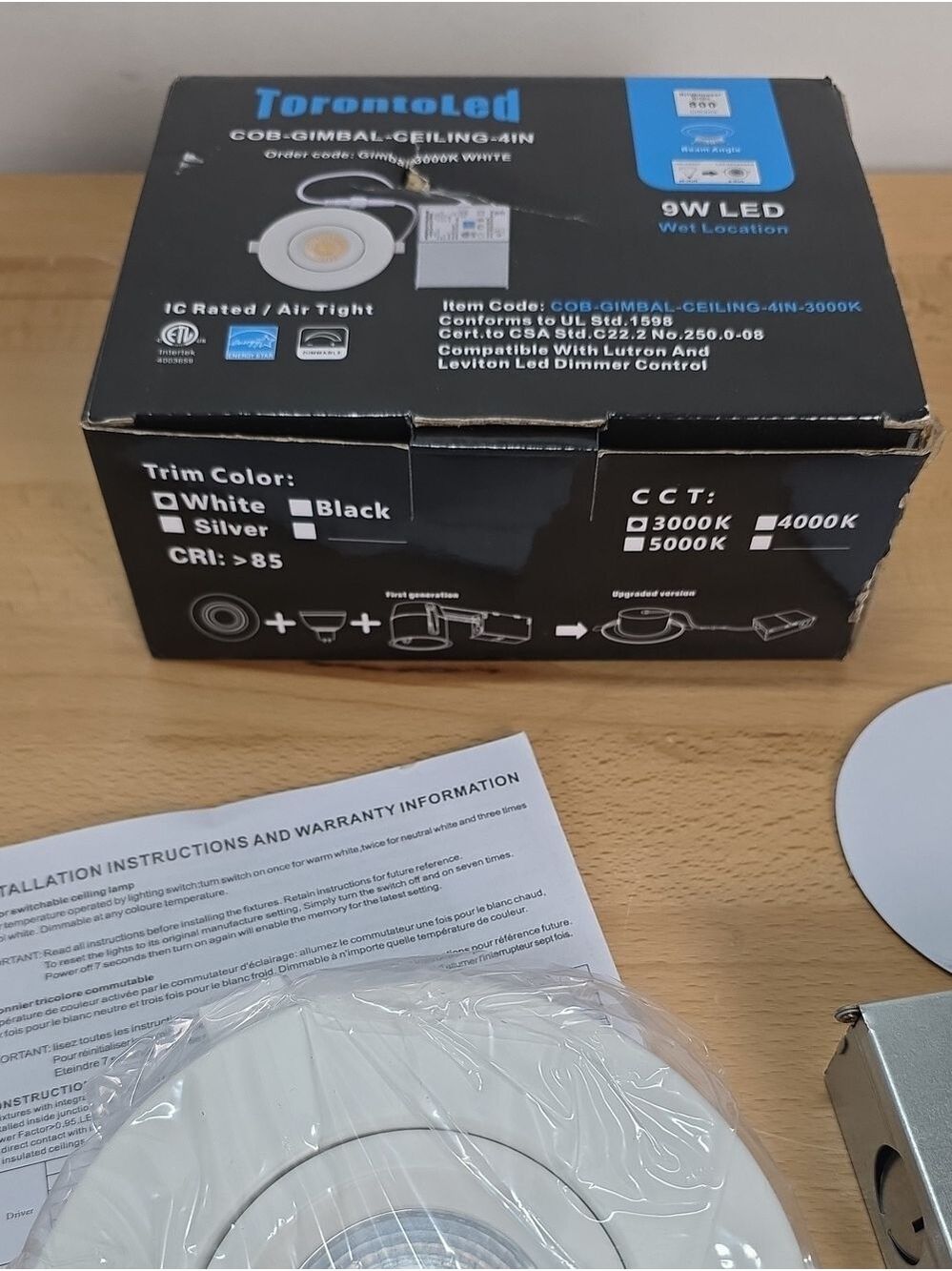 White 9W LED Recessed Ceiling Light Kit - Picture 2 of 10